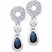 14kt White Gold Pear Shaped Sapphire and Diamond Dangle Earrings