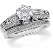 14k White Gold Contemporary Diamond Wedding Ring Set (Center stone is not included)
