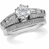14k White Gold Contemporary Diamond Wedding Ring Set (Center stone is not included) by Jewelry Days