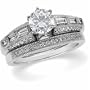 14k White Gold Contemporary Diamond Wedding Ring Set (Center stone is not included)