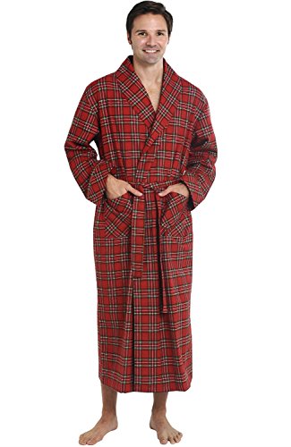 Del Rossa Men's 100% Cotton Classic Flannel Bathrobe Robe