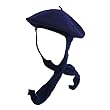 Navy Blue Classic Beret With Attached Scarf