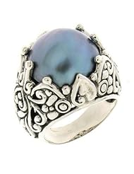 Samuel B. Sterling Silver Gray Mabe Cultured Pearl Paisley Ring (8)