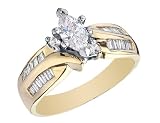 Marquise Cut Diamond Engagement Ring 3/4 Carat (ctw) in 14K Yellow Gold
