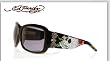 ED HARDY EHS 001 SKULL AND ROSES SWAROSKI CRYSTAL BLACK PLASTIC SUNGLASSES