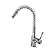 YoungQI Pull Down Swivel & Spring Kitchen Faucet Hot and Cold Kitchen Sink Faucet,Chrome Polished