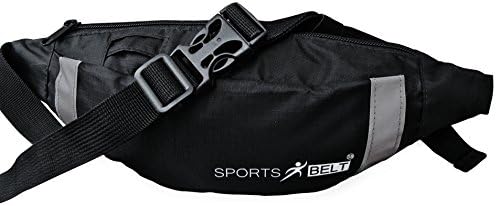 Running Belt, Sport Belt for Runners, Runner Waist Pack, Water Resistant Roomy with wide Reflective Stripes, 2 Zippers for Men & Women for Outdoor, Cycling, Camping, Hiking, Fitness Sports Belt