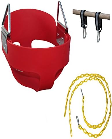 Comoney Full Bucket Highback Newborn Swing Seat Baby Seat Chain Clips in Red