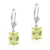 Sterling Silver Cushion-Cut Lemon Quartz Dangle Earrings
