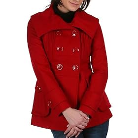 Miss Sixty Double Breasted Wool Blend Peacoat, Large, Charcoal by Miss Sixty