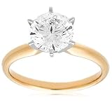 Certified 14k Choice of White or Yellow Gold Round Diamond Solitaire Engagement Ring (2 ct, H-I Color, SI2-I1 Clarity)