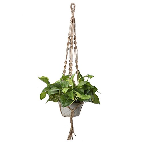 Antner Plant Hanger 4 Legs 35.5 Inches Macrame Jute Upgrade Version Hanging Planter for Indoor Outdoor and Square Pots,No Hoop
