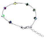 Black AB Swarovski Crystal Sterling Silver Ankle Bracelet 9" / 10" Length Adjustable Anklet
