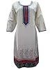 Fall Fashion Womens Tunic Top Long Kurta White Blue Floral Printed Cotton Kurti M