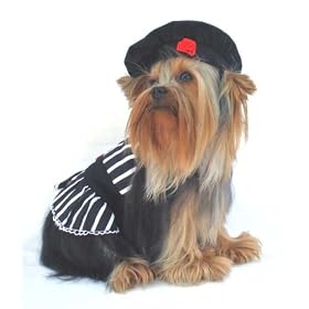 Black & White Striped Harness Dress W/Beret- Size XS