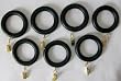 1-3/8" Solid Wood Drapery Rings with brass clips in Black finish [CAPITOL CITY LUMBER]