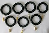 1-3/8" Solid Wood Drapery Rings with brass clips in Black finish [CAPITOL CITY LUMBER]