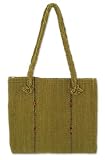 Wool handbag, 'Ethnic Green'