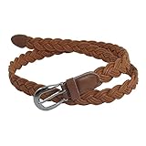 TOOGOO(R) Lady Brown Single Prong Buckle Braided Faux Leather Waist Belt