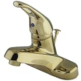 Kingston Brass KB512B+ Wyndham 4-Inch Centerset Single Loop Handle Lavatory Faucet with Brass Pop-Up, Polished Brass