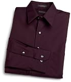 Arrow Men's Wrinkle Free Poplin Solid Long Sleeve Shirt, Plum, 15.5 34/35