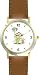 Little Girl and Clown with Balloons - WATCHBUDDY® DELUXE TWO-TONE THEME WATCH - Arabic Numbers - Brown Leather Strap-Size-Women's Size-Small