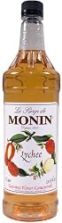 Monin Flavored Syrup, Lychee, 33.8-Ounce Plastic Bottles (Pack of 4)