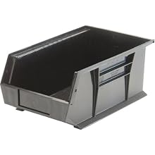 Quantum QUS241 Plastic Storage Stacking Ultra Bin, 13-Inch by 8-Inch by 6-Inch, Black, Case of 12