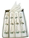 Handmade Place Mat Kit with Embroidered Border Pattern- 4 Delicately Embroidered Napkins in Natural Beige