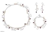 Pearl and garnet jewelry set, 'Cosmos' 0.8 W 17.7 L