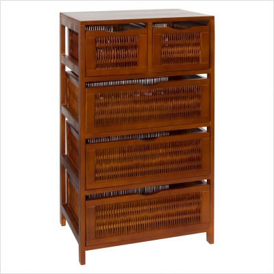 Chestnut Five Drawer Storage Chest in Chestnut