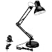 TORCHSTAR Metal Swing Arm Desk Lamp, Interchangeable Base Or Clamp, Classic Architect Clip On Table Lamp, Multi-Joint, Adjustable Arm, Black Finish (UL Plug)