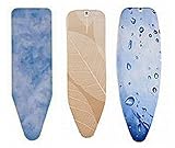 IMAGE OF Brabantia European Deluxe Replacement Ironing Board Cover with Foam Insert Size C Sky in Luberon Blue, Leaves in Tan & Ice Water Blue in 49 X 18 (Pack of 3)