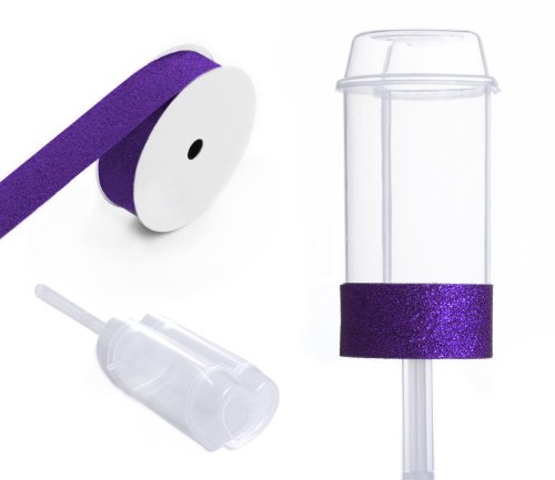 Dress My Cupcake DMC91933 Heart Shaped Clear Push Pops 100-Pack Plastic Containers with Lid DIY Kit, Royal Purple Glitter