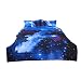uxcell Full/Queen 3-Piece Galaxies Dark Blue Comforter Sets - 3D Space Themed - All-Season Down Alternative Quilted Duvet - Reversible Design - Includes 1 Comforter, 2 Pillow Shams