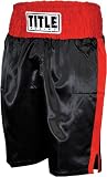 TITLE Classic Stock Boxing Trunks, Black/Red, Medium