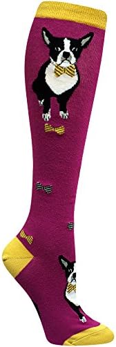 ModSock Womens Boston Terrier Knee Socks 6-10 Orchid