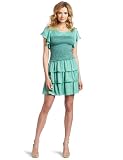 BCBGMAXAZRIA Women's Larra Smocked Bodice Dress And Ruffle Skirt