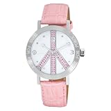 Love Peace and Hope Midsize LPE123 Time for Peace Pink Crystal Accented Watch