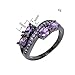 Oval Cut Purple Amethyst February Birthstone Ring Black Gold Plated Oval Cut CZ Sz5/6/7/8/9/10/11(7)