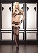 3PC.Spandex bra w/french pique trim,garter belt,and g-string