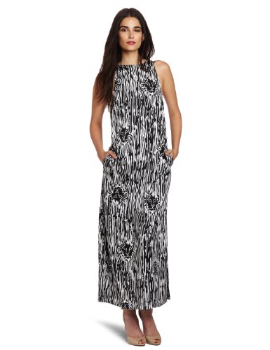 Anne Klein Women's Petite Maxi Dress, Black/White, 4P Anne Klein Women's Petite Maxi Dress, Black/White, 4P
