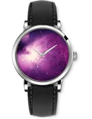 SPRAWL Aanalog Fashion Series Silver Ladies Watches of Genuine Black Leather Strap,Unique Wrist Watch for Women Girls Designed with Mixing dark colors and points