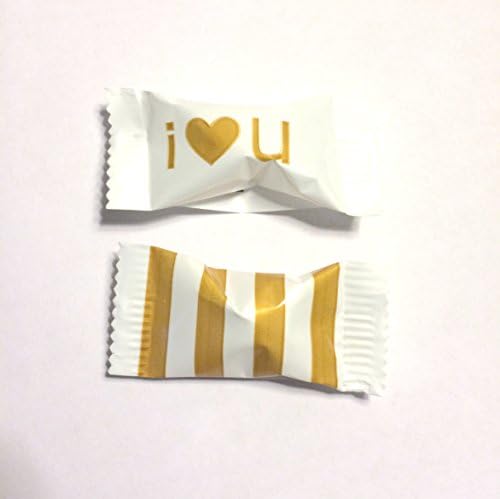 Adorable Modern Gold Valentine I Heart U/Stripe Chocolate Mint Candy