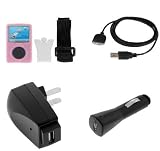 Durable Flexible Soft Pink Silicone Skin Case with Belt Clip and Armband + USB Car + USB Home Travel Charger + USB Data Cable for Sandisk Sansa Fuze