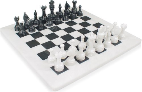 41RYvnBTVeL Traditional White Marble & Black Marble Chess Kit   comes in Wholesome And Beautiful Velvet Gift