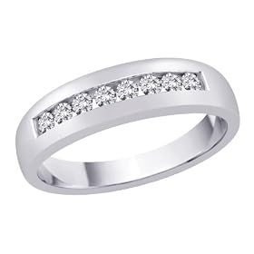 14K White Gold 1/2 ct. Diamond Men's Wedding Band (Higher Quality)