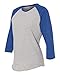 LAT Apparel Ladies 100% Cotton Baseball Jersey Tee [X Small] Vintage Heather/ Vintage Royal Blue Short Sleeve T-Shirt