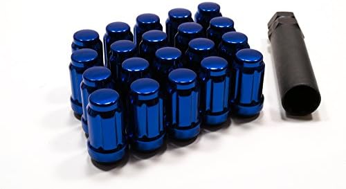 T6 Premium Black 6 Spline Drive | Tuner Wheel | Lug Nuts with Key Several Colors Available (1/2", BLUE)
