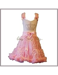 Oopsy Daisy Baby Girl Pink Crown Bling Pettiskirt Dress Dress up Princess Ballet Tutu Dress Size 8